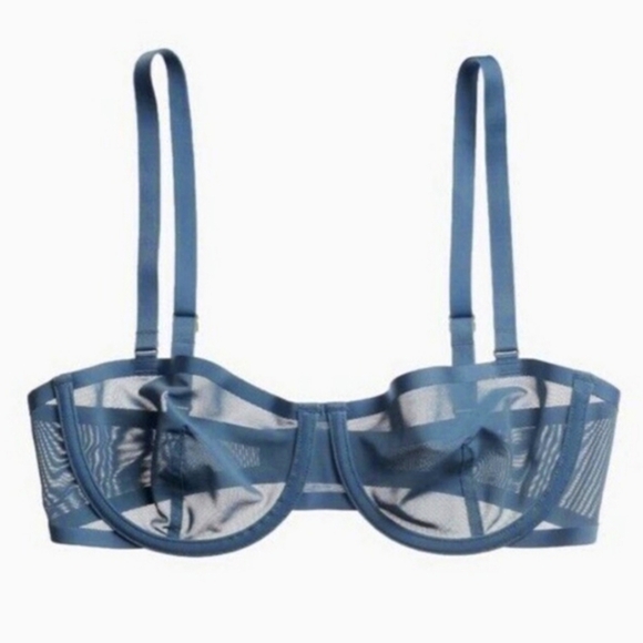 CUUP The Balconette Mesh Bra Blue Women's 34E - Picture 1 of 8
